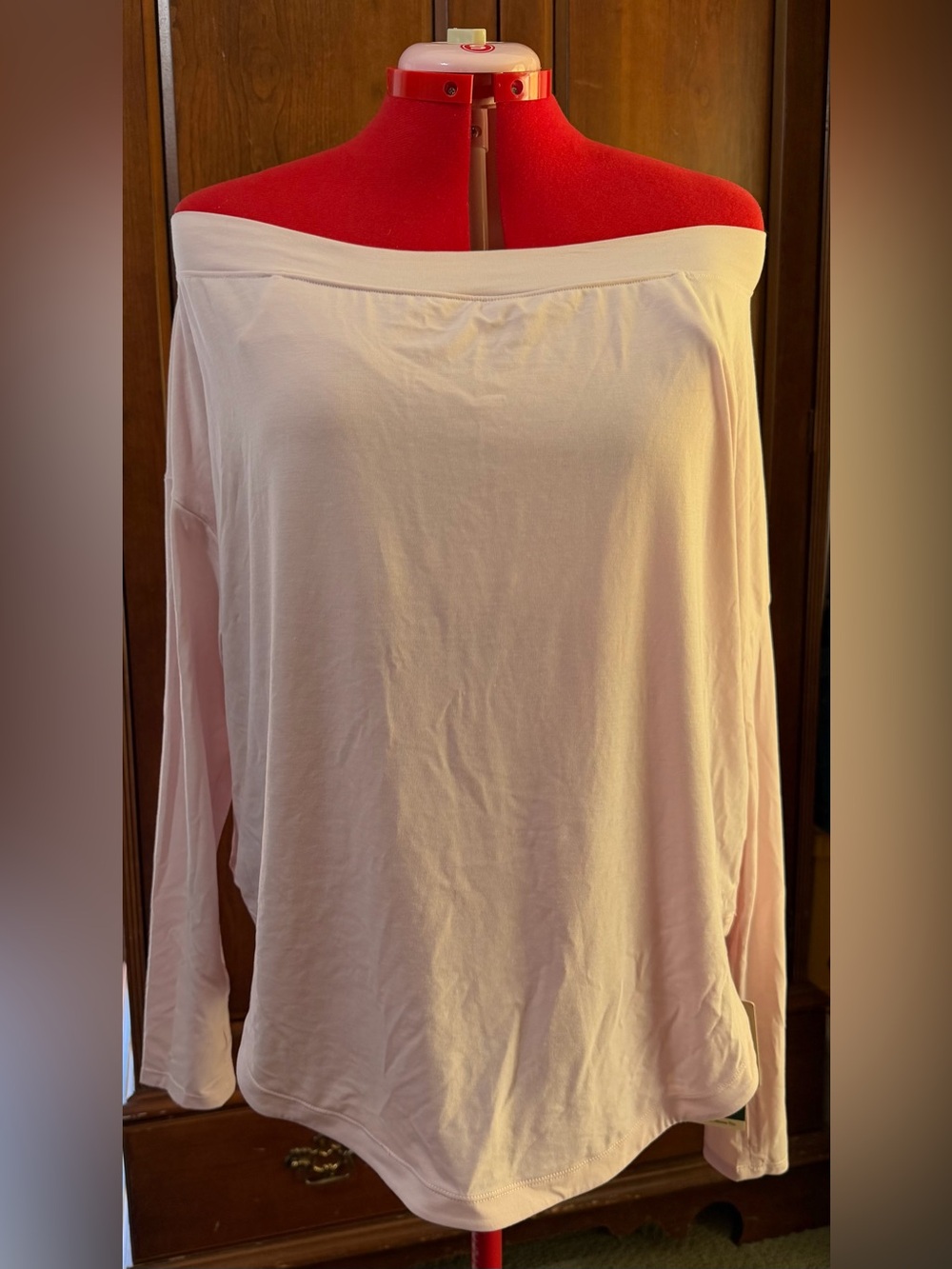 HALARA Off-Shoulder Long Sleeve Top in Light Pink